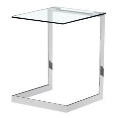 Yomi Lamp Table - Silver/Clear Glass