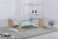 Zola Glass Coffee Table White & Natural