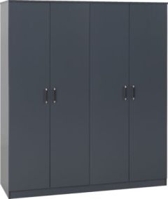 Dakota 4 Door Wardrobe 1.5m - Dark Grey 
