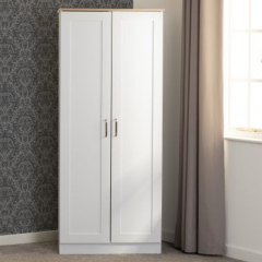Portland 2 Door Wardrobe 0.8M - White/Oak Effect