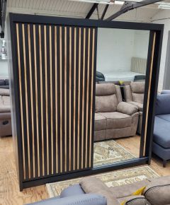 Kiara Sliding Wardrobe 2.03m - Black + Oak