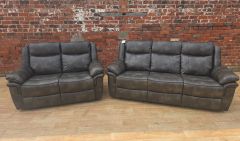 Lucan Leather Air Manual Recliner Suite 3+2 - Grey