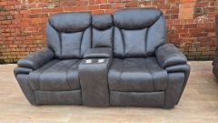 Marine Fabric 2 seater Recliner with Console - Dark Grey [DUP]