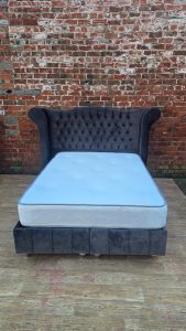 Kassandra Ottoman Fabric Bed - Plush Grey (Floor Model - Sold with mattress) 