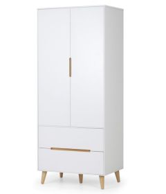 Alicia 2 Door 2 Drawer Wardrobe 0.8m - White / Oak Effect