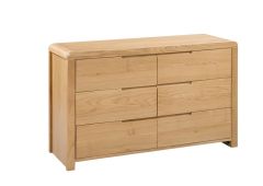 Curve Oak 6 Drawer Chest