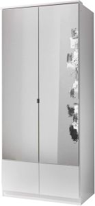 Imago 2 Door 2 Drawer 0.9m Mirrored Wardrobe - WHITE