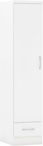 Nevada 1 Door 1 Drawer Wardrobe 0.4M - White Gloss