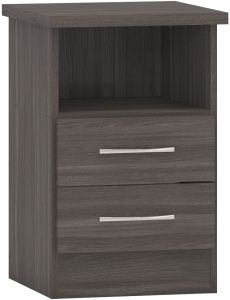 Nevada 2 Drawer Bedside - Black Wood Grain