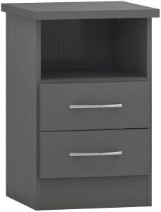 Nevada 2 Drawer Bedside - 3D Effect Grey