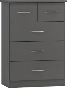 Nevada 3+2 Drawer Chest - 3D Effect Grey