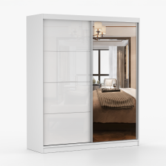 Alden Mirrored Sliding 1.83m Wardrobe - White