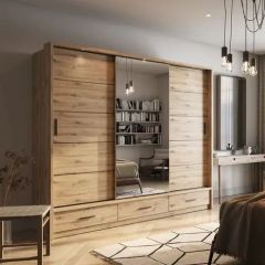 Alpha Large Sliderobe 2.5m with Led Lights - Artisan Oak