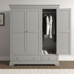 Bordeaux 3 Door Wardrobe 1.6m - Pebble Grey