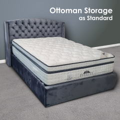 Buckingham Wing Back Storage Bed - Grey Velvet