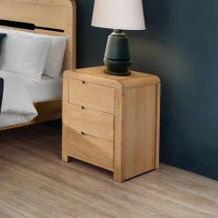 Curve 3 Drawer Bedside Locker - Oak 
