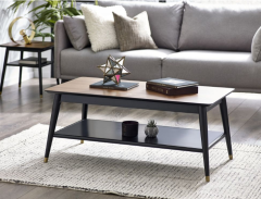 Findlay Coffee Table With Shelf - Walnut & Black
