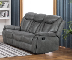 Marine Fabric 3 seater recliner with console - Dark Grey