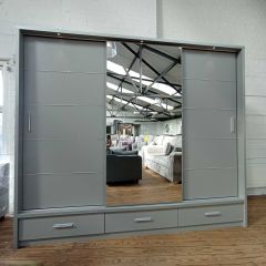 Alpha Large Sliderobe 2.5m with Led Lights - Grey