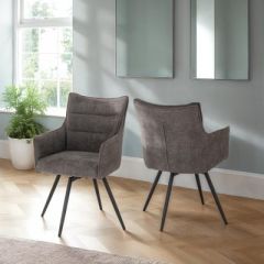 Lewis Carver Swivel Chair (2 Per Box) - Grey Fabric