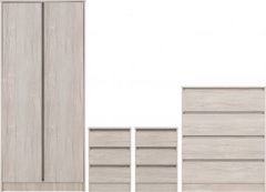 Malvern 2 Door Wardrobe Bedroom Set 0.8M - Urban Snow