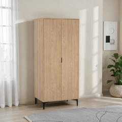Miami 2 Door Wardrobe 0.8M - Oak Effect/Black