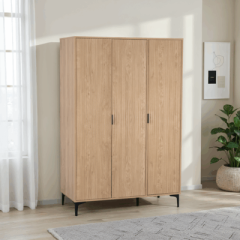 Miami 3 Door Wardrobe 1.2M - Oak Effect/Black