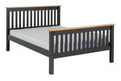 Monaco Bed High Foot End - Grey/Oak Effect