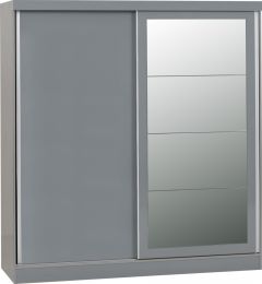 Nevada 2 Door Sliding Wardrobe 1.79m - Grey Gloss Sliderobes