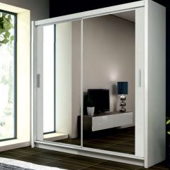 Paris 2.03m Slide Robe White Wardrobe with Led