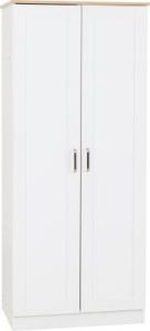 Portland 2 Door Wardrobe 0.8M - White/Oak Effect
