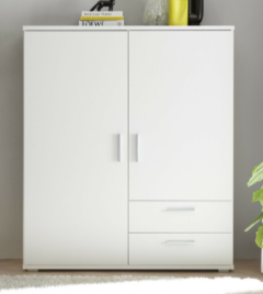 Adeline 2 Door 2 Drawer Wardrobe - White
