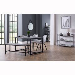 Staten Bench & Table & 2 Kari Dining Chairs - Grey