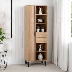 Tessa 1 Door 2 Drawer Bookcase Unit - Natural Oak Effect