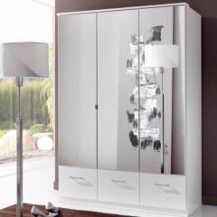 Imago 3 Door 3 Drawer 135cm Mirrored Wardrobe - WHITE