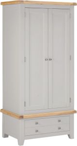 Windsor 2 Door 1 Drawer Wardrobe 0.9M - Pebble Grey/Oak