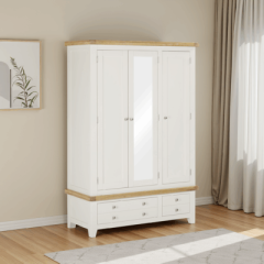 Windsor 3 Door 2 Drawer Wardrobe 1.305M - Ivory/Oak