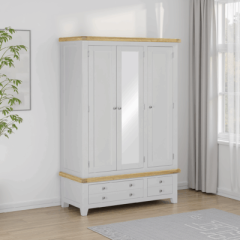 Windsor 3 Door 2 Drawer Wardrobe 1.305M - Pebble Grey/Oak