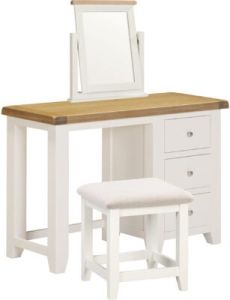Windsor 3 Drawer Dressing Table Set - Ivory/Oak/Oat Fabric