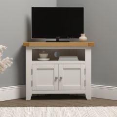 Windsor Corner TV Unit - Ivory/Oak