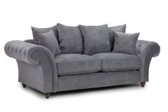 Windsor Fabric Scatterback 3 Seater Sofa with stool- Dark Grey