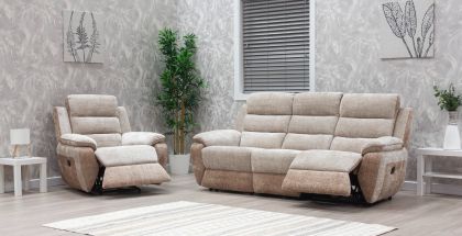 Durban Fabric  3+1+1 MANUAL Recliner Sofa - Bone/bisque