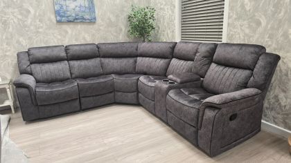 Gresham Fabric Corner Sofa 2C2 with Console - Dark Grey