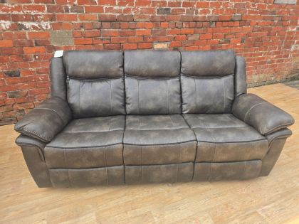 Lucan Leather Air Manual Recliner 3 Seater - Grey