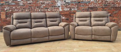 Canterburry Fabric Recliner Suite 3+2 - Sand
