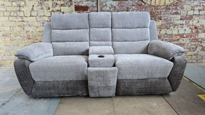 Durban Fabric Power Recliner 2 Seater Sofa with Console - Light Grey / Dove