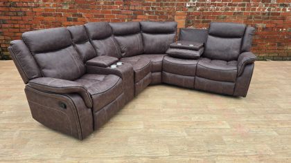 Stanley Fabric Corner Sofa - Espresso 