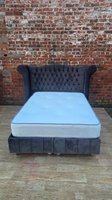 Kassandra Ottoman Fabric Bed - Plush Grey (Floor Model - Sold with mattress) 