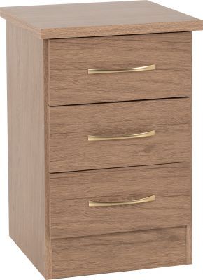 Nevada 3 Drawer Bedside - Rustic Oak
