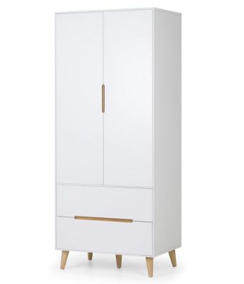 Alicia 2 Door 2 Drawer Wardrobe 0.8m - White / Oak Effect